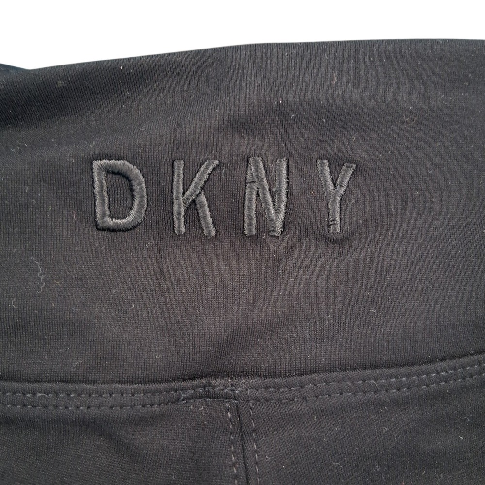 DKNY Sport Leggings Womens M Black High Rise Logo Activewear DP332209WL Pants - Picture 1 of 9